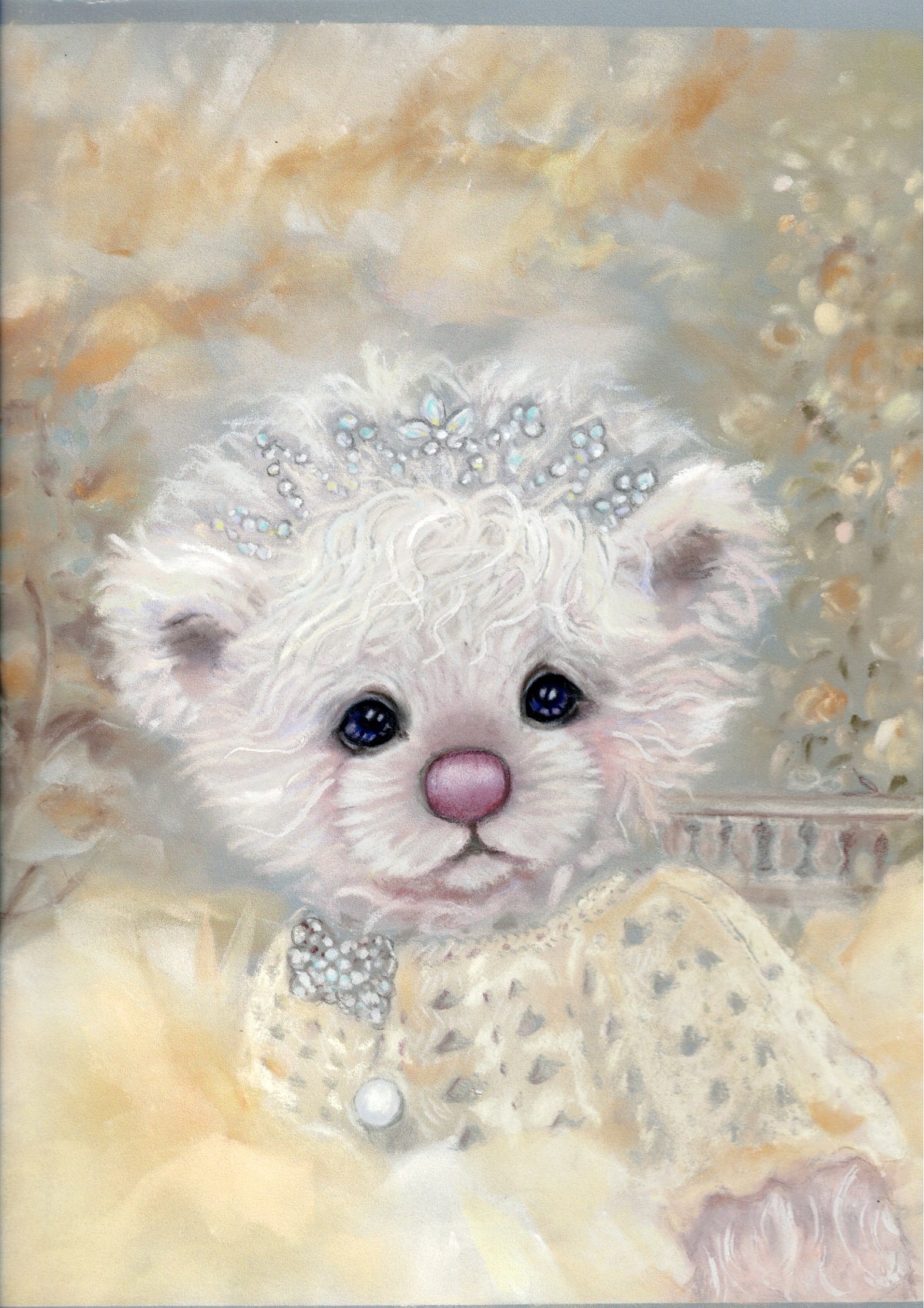 Teddy Bear Art Print hand drawn in soft pastels by Jenny Johnson of Three O'clock Bears