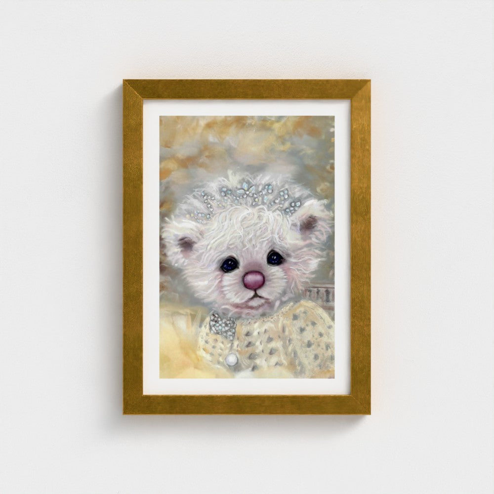 Framed teddy Print in a classic Gold Frame.